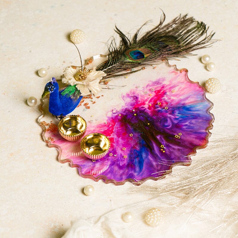 Peacock Resin Pooja Thali 8"