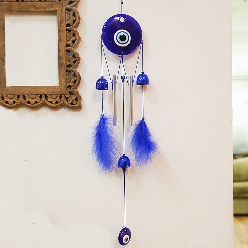 Turkish Evil Eye Feather Wall Hanging for Protection