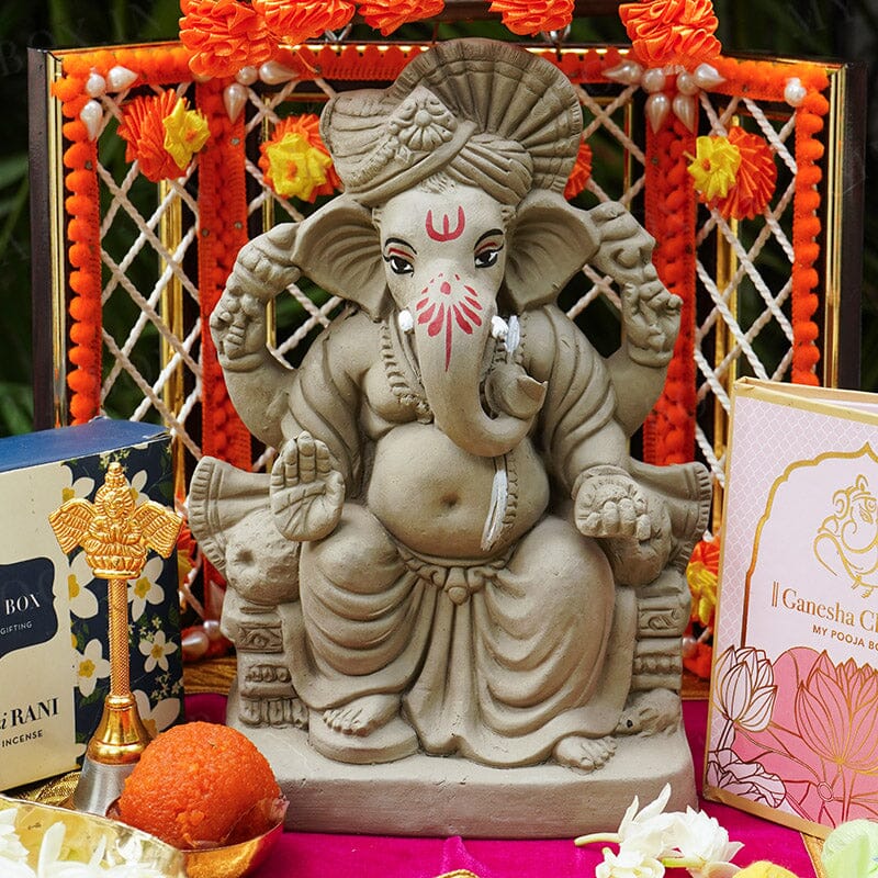 8INCH Haridra Eco-Friendly Ganpati | Plant-A-Ganesha
