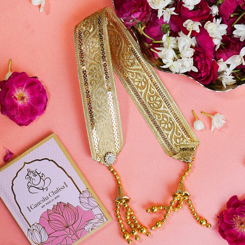 Traditional Golden With Tassel Patka/Dupatta - 55cm