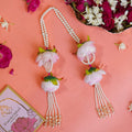 Elegant Floral Pearl Tassel Patka - 55cm