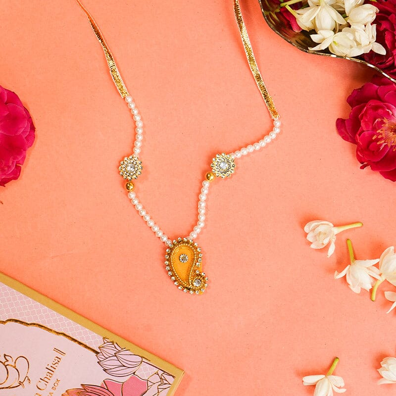 Adjustable Royal Yellow and White Beaded Mala