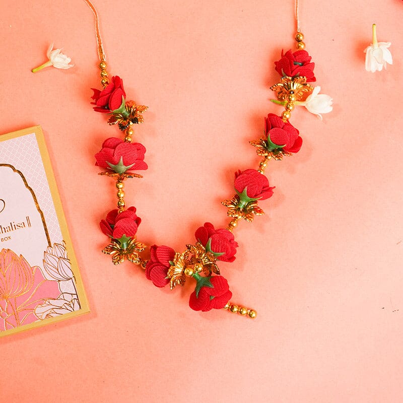 Adjustable Traditional Floral Red And Golden Mala