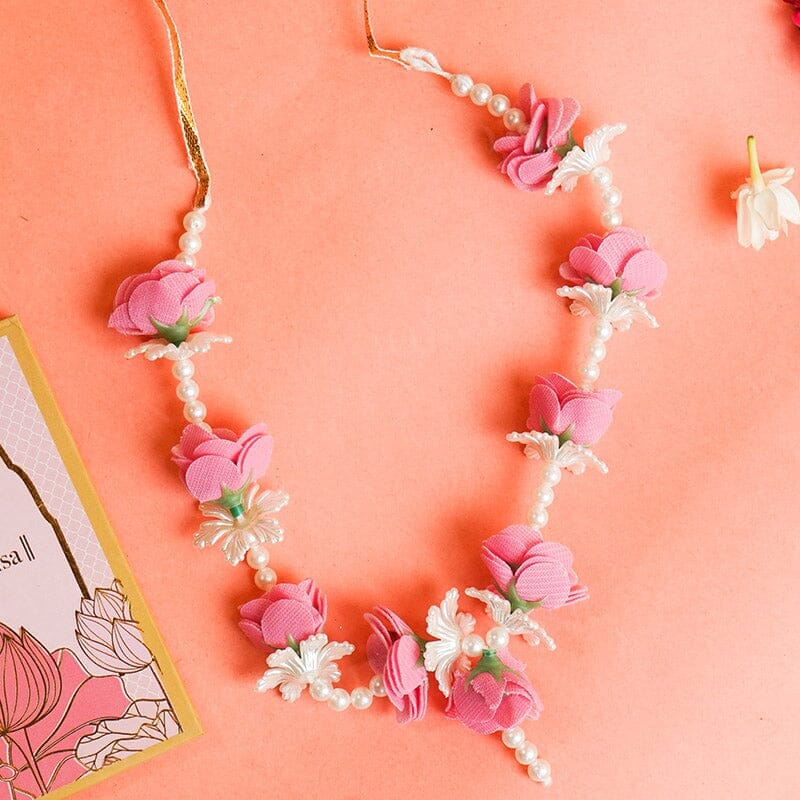 Adjustable Traditional Floral Pink And White Mala