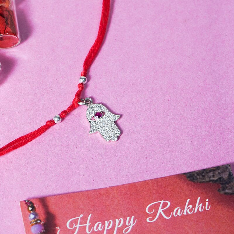 925 Silver Hamsa Hand Rakhi