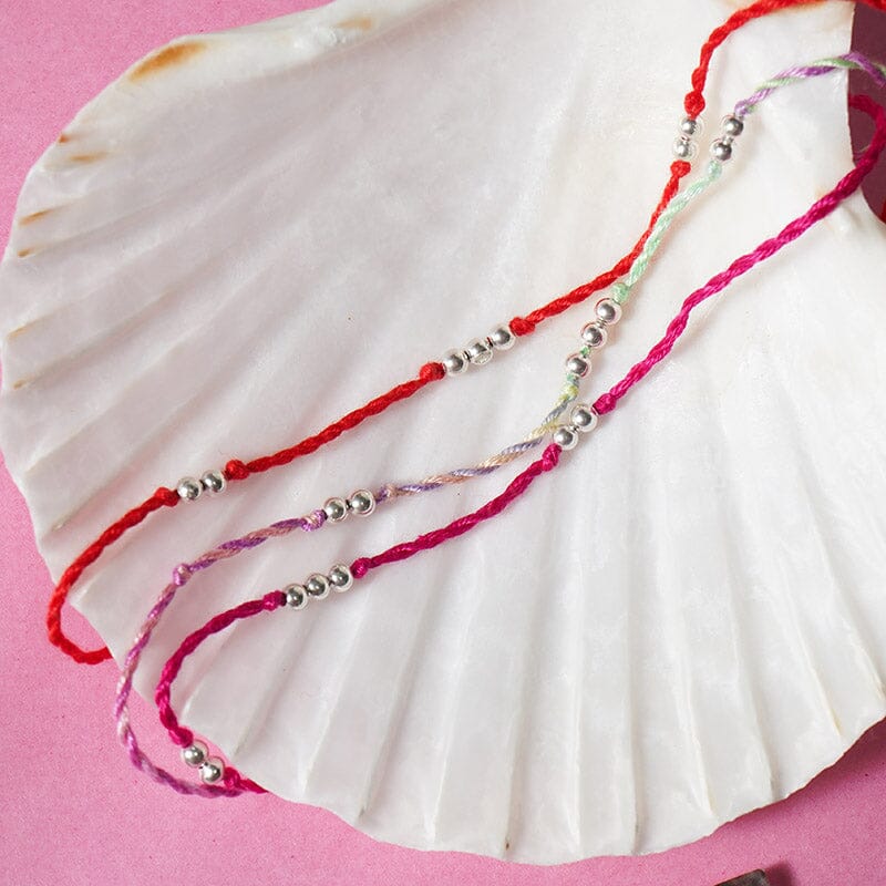 925 Silver Lucky Seven Bead Rakhi Set Of 3