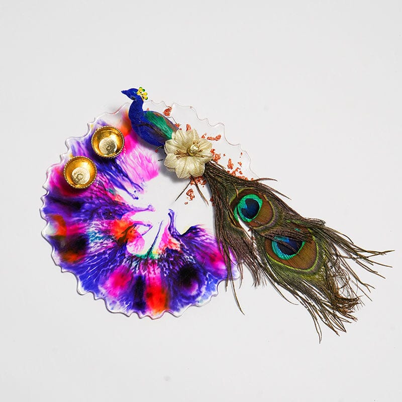 Peacock Resin Pooja Thali 8"