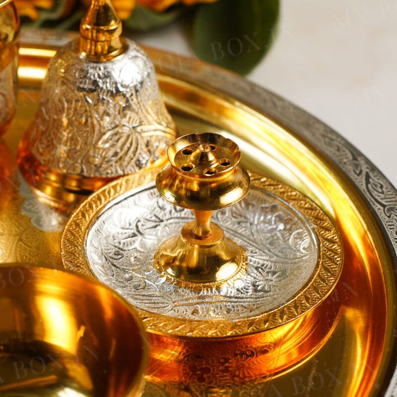 Sanskriti Brass Pooja Thali (Set of 8)
