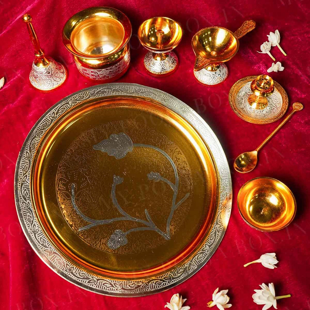 Sanskriti Brass Pooja Thali (Set of 8)