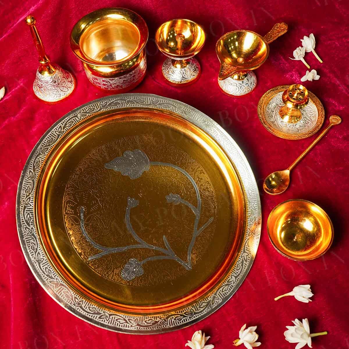 Sanskriti Brass Pooja Thali (Set of 8)