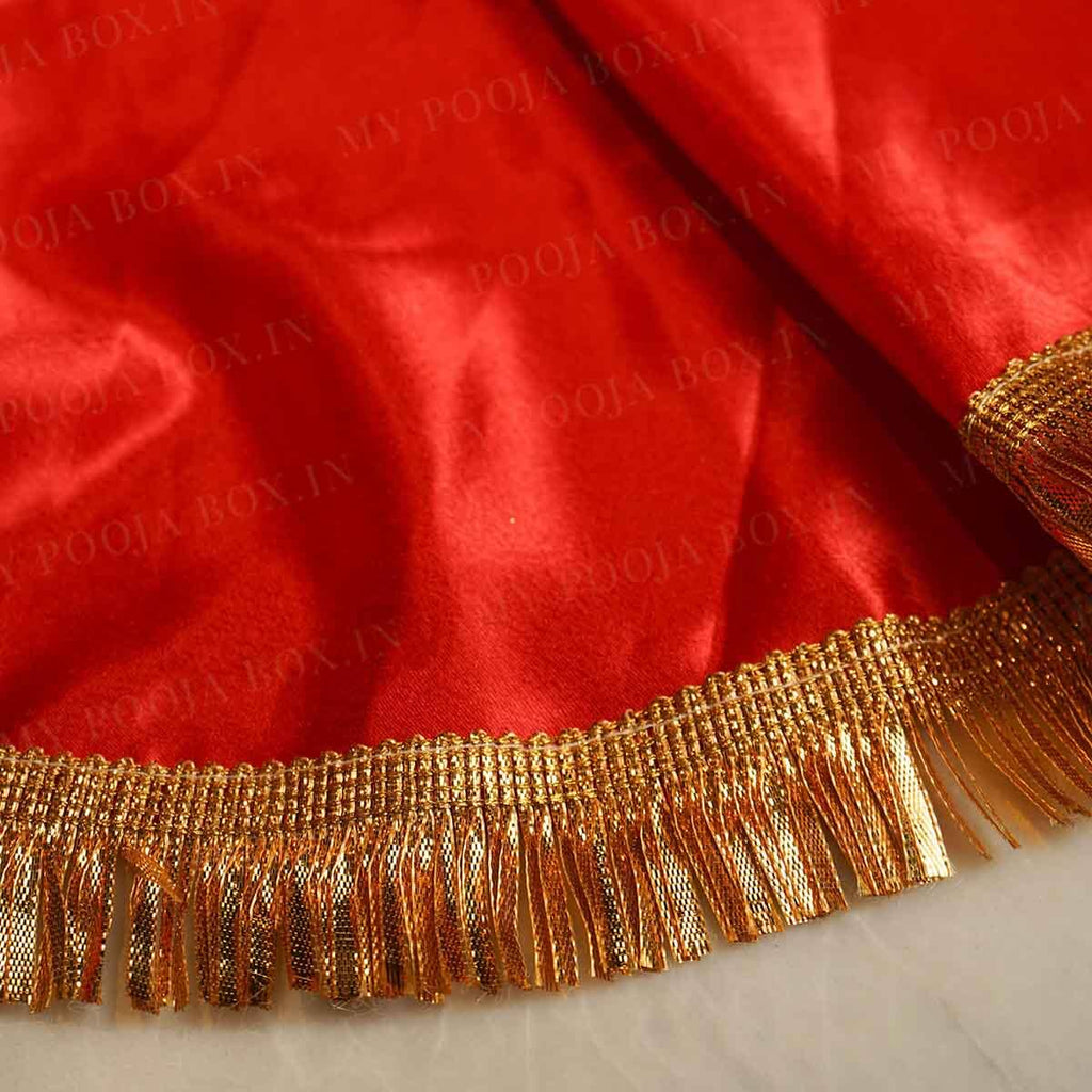 Royal Red Lachka Lace Thali Cover