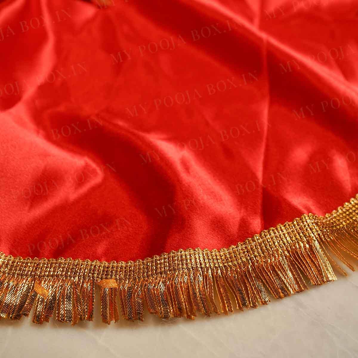 Royal Red Lachka Lace Thali Cover