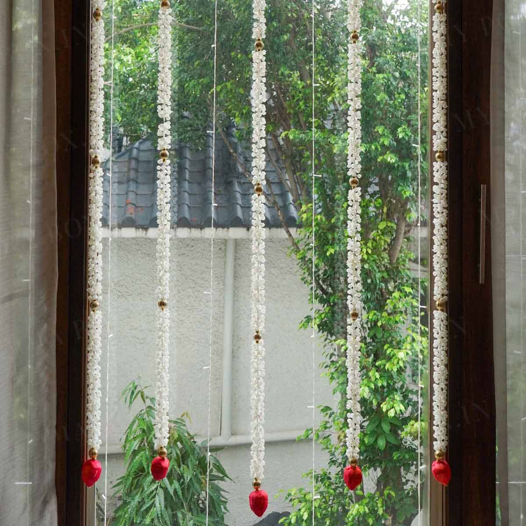6FT Artificial Jasmine Flower And Red Lotus Buds Decorative Backdrop Set Of 5