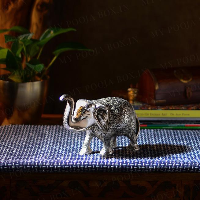 Antique Silver Brass Elephant