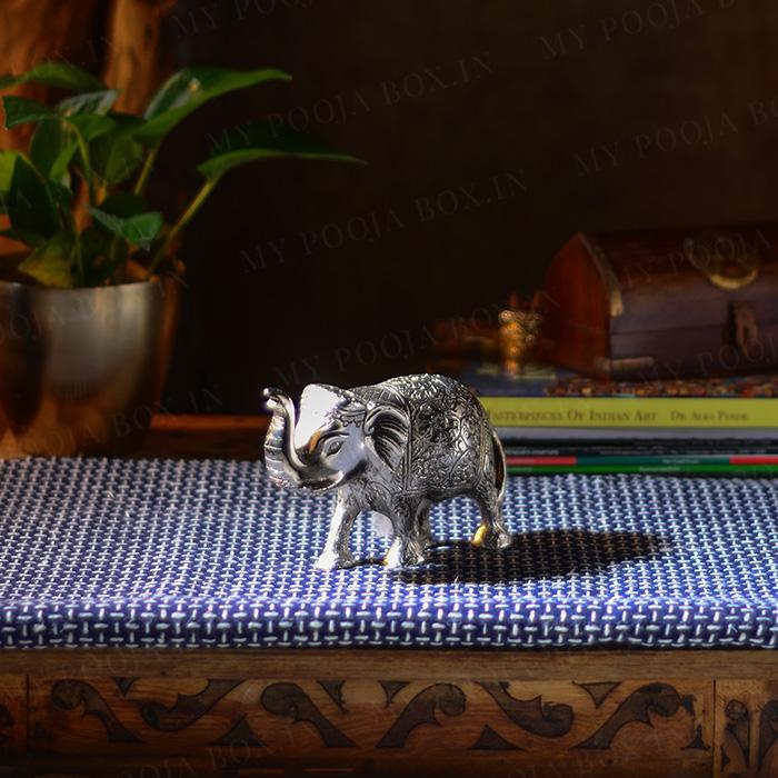 Antique Silver Brass Elephant