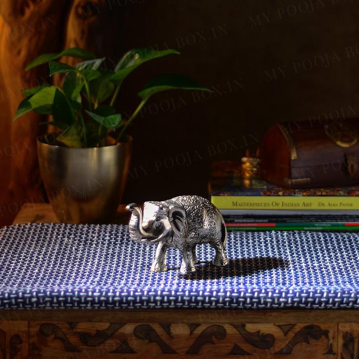 Antique Silver Brass Elephant