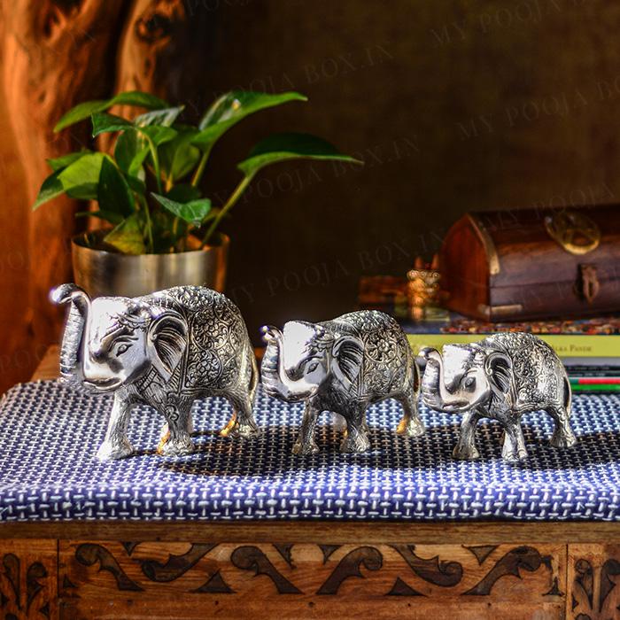 Antique Silver Brass Elephant