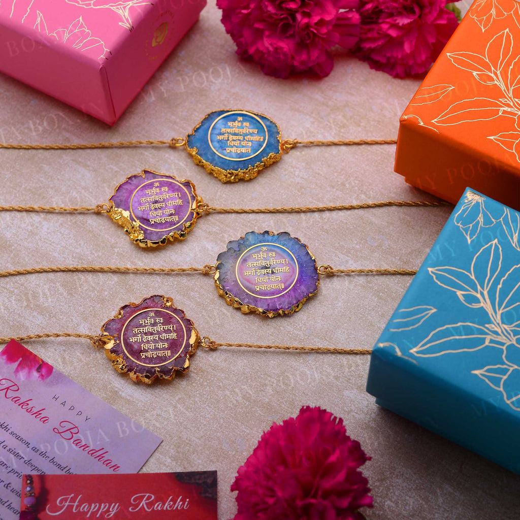 Gayatri Mantra Purple Agate Stone Rakhi