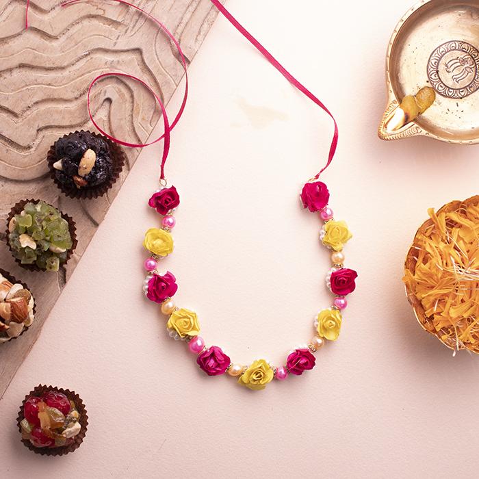 Adjustable Pink And Yellow Blossom Garland